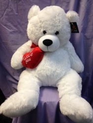 LARGE WHITE BEAR WITH HEART from Backstage Florist in Richardson, Texas